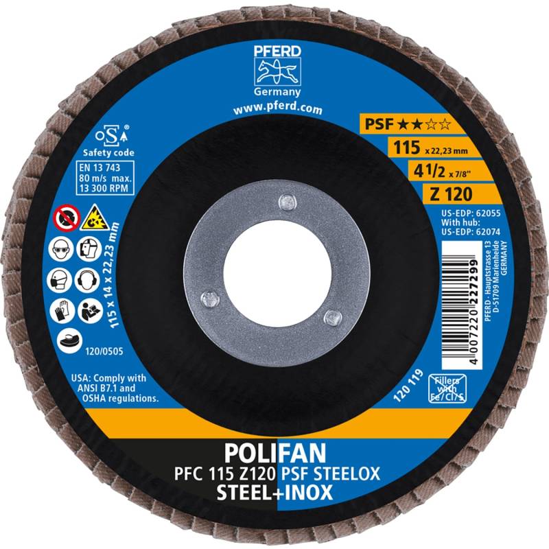 Pferd Fächerscheiben Polifan PSF PFC Steelox 115 mm x 120 mm von PFERD