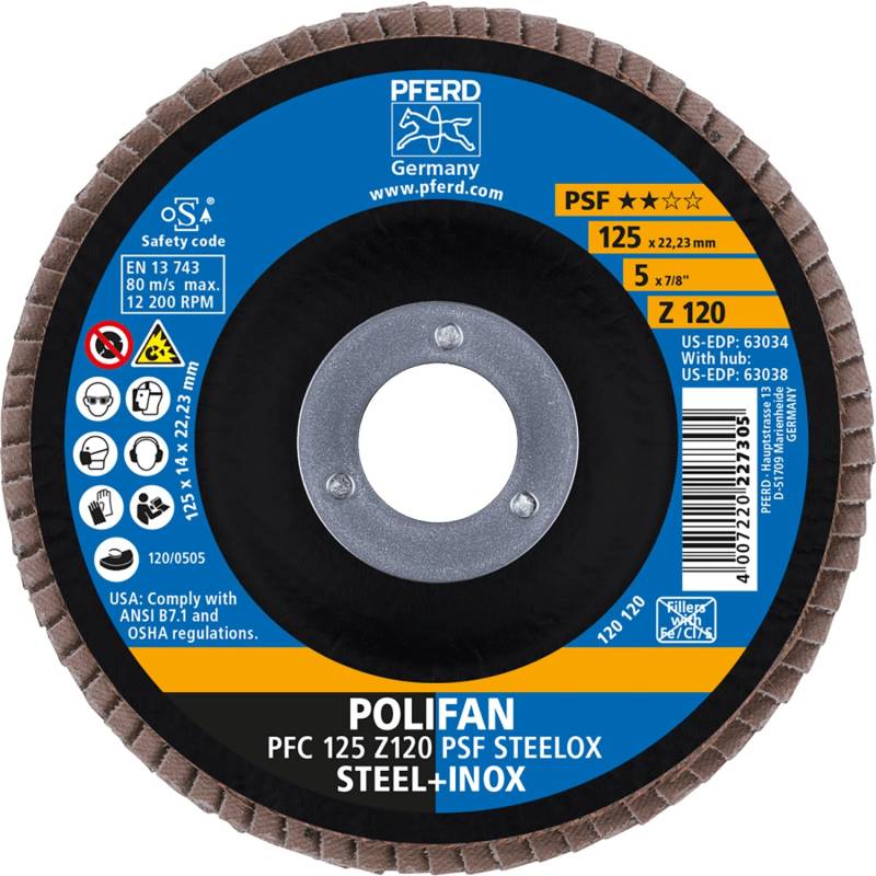 Pferd Fächerscheiben Polifan PSF PFC Steelox 125 mm x 120 mm von PFERD
