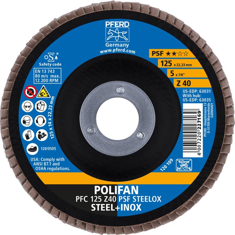 Pferd Fächerscheiben Polifan PSF PFC Steelox 125 mm x 40 mm von PFERD