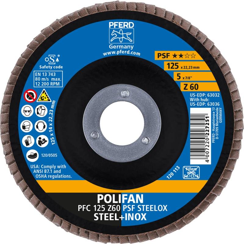 Pferd Fächerscheiben Polifan PSF PFC Steelox 125 mm x 60 mm von PFERD