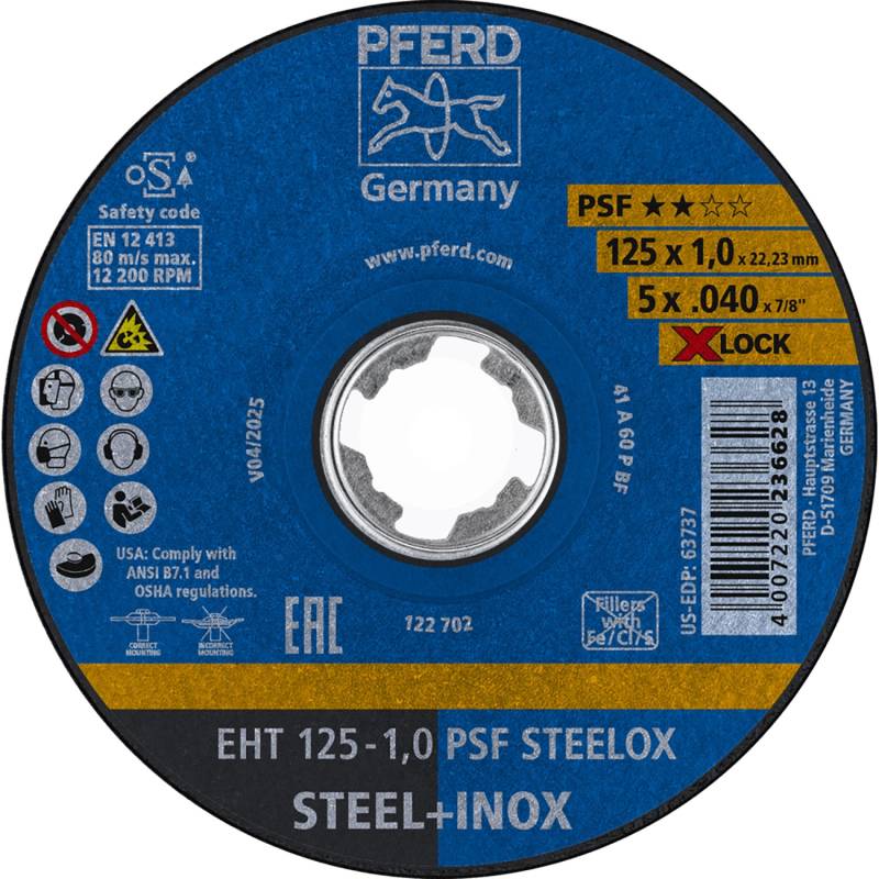 Pferd Trennscheiben PSF EHT Steelox und X-Lock 125 mm x 1 mm von PFERD