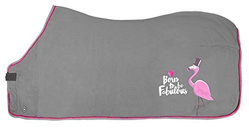 PFIFF 102521 Fleecedecke 'Fabulous Flamingo', grau 125 von PFIFF