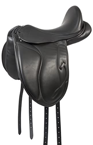 PFIFF 102680 Dressur-Sattel Unicus, Ledersattel halbtiefer Sitz, Schwarz Pony/Cob II von PFIFF