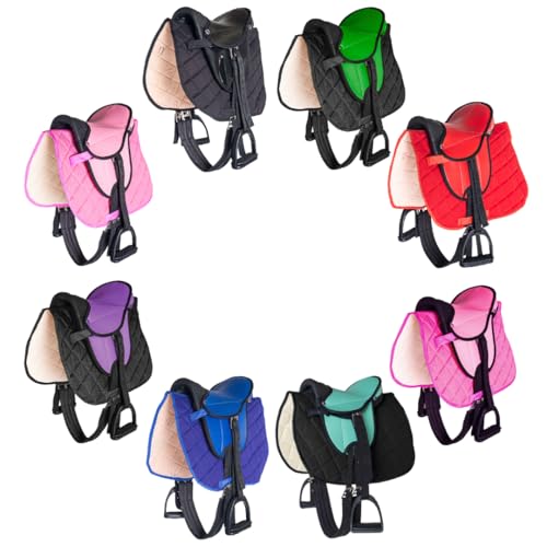 PFIFF 103106 Sattelset für Shettys oder Holzpferde, Komplettset, Kindersattel, Grün von PFIFF
