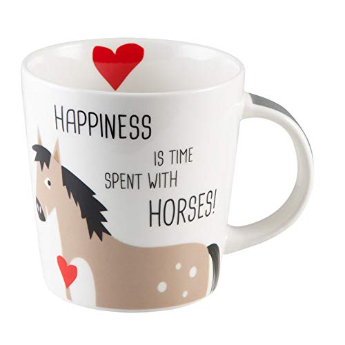 PFIFF 603801 'Happiness & Horses' Tasse/Becher in Geschenkbox, One Größe, Weiß, Einheitsgröße von PFIFF