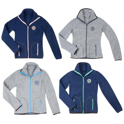 PFIFF 102466 Fleecejacke Justine, Jacke aus Fleece, elastisch, Grau-Dunkelblau, S von PFIFF