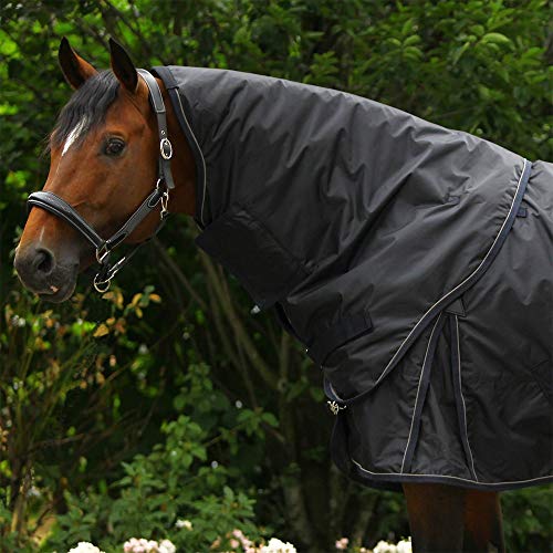 PFIFF 102837 Halsteil für Outdoordecke Highneck, Redendecke, leicht gefütterte Winterdecke, wasserdichte Weidedecke, Decke ohne Rückennaht, Polyester Futter, 150g/qm, Schwarz-Blau, Pony von PFIFF