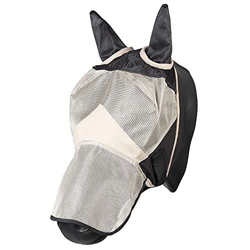 Pfiff 005119 Gesichtsmaske, Fliegenschutz Insektenschutz Ohren-Nüstern-Schutz, Schwarz-Beige Cob von PFIFF