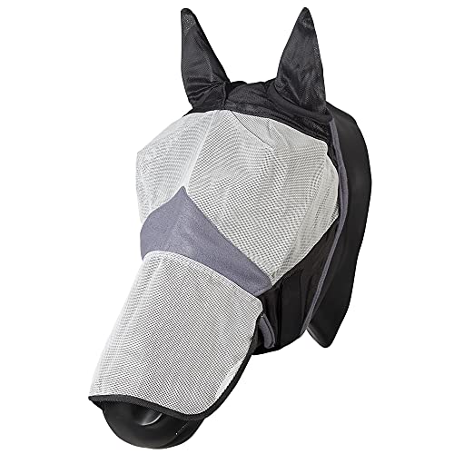 Pfiff 005119 Gesichtsmaske, Fliegenschutz Insektenschutz Ohren-Nüstern-Schutz, Schwarz-Grau Pony von PFIFF