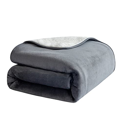 PFIMIGH wasserdichte Hundedecke, 3-lagige Flanell- und Sherpa-Tierdecke, umkehrbarer Schutzbezug für Bett, Couch, Sofa, Grau, 127x152 cm von PFIMIGH