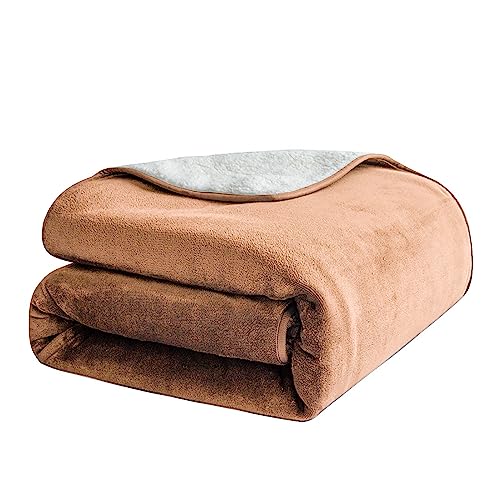 PFIMIGH wasserdichte Hundedecke, 3-lagige Flanell- und Sherpa-Tierdecke, umkehrbarer Schutzbezug für Bett, Couch, Sofa, Kamel, 127x152 cm von PFIMIGH