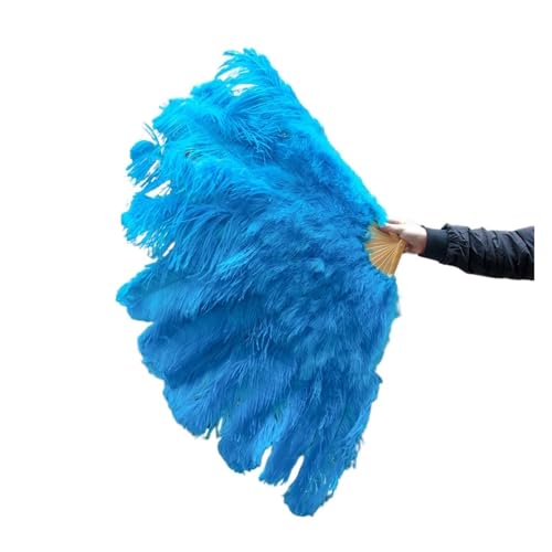 Federtanz Fächer 2 STÜCKE Natürliche Handfederfächer for Bühnenauftritte Tänzer Show Party Bühne Karneval Requisiten Federn Handfächer(Blue01,100CM A Pair (2pcs)) von PFIOEUL