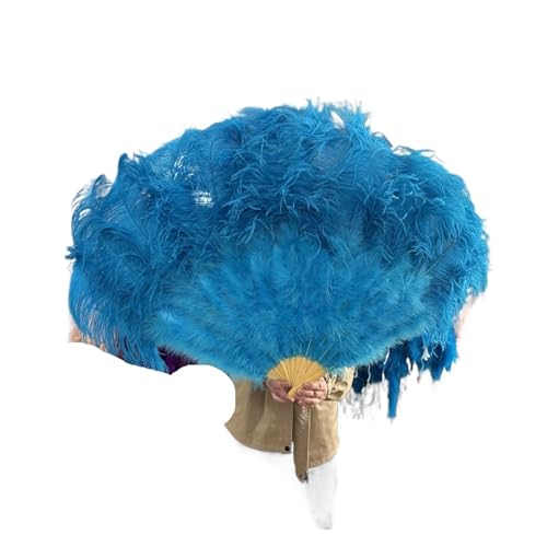 PFIOEUL Federtanz Fächer 1/2 STK Bunter Federfächer Plus Federfächer 13 Knochen Faltbarer Fächer Bühnenauftritt Zubehör(Blue01,100CM 1PCS) von PFIOEUL