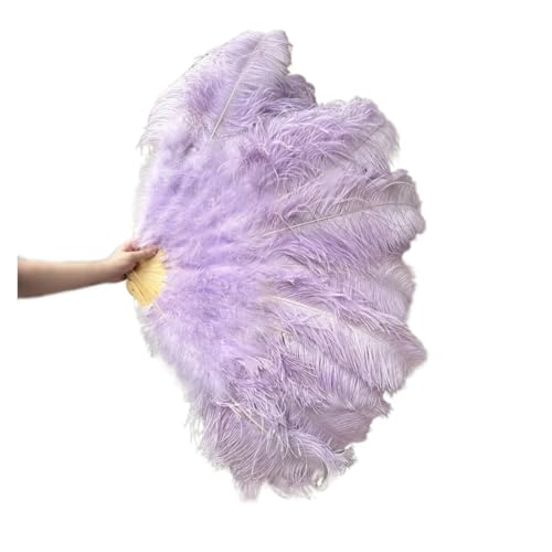 PFIOEUL Federtanz Fächer 1/2 STK Bunter Federfächer Plus Federfächer 13 Knochen Faltbarer Fächer Bühnenauftritt Zubehör(Light Purple,130CM 1PCS) von PFIOEUL