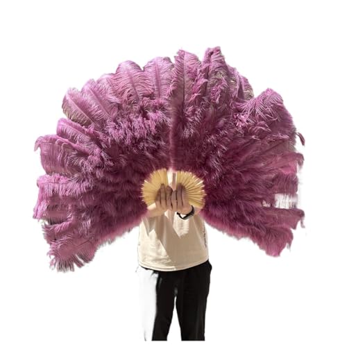 PFIOEUL Federtanz Fächer 1/2 STÜCKE Federfächer 100 cm Länge Party Tanzfächer Federn Faltfächer Bühnenshow Tanz Requisiten Fans(44 Purple,2PCS Left Right) von PFIOEUL