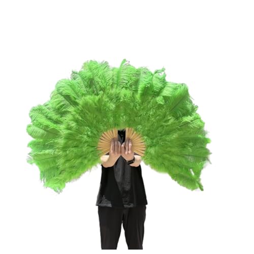 PFIOEUL Federtanz Fächer 1/2 STÜCKE Federfächer 100 cm Länge Party Tanzfächer Federn Faltfächer Bühnenshow Tanz Requisiten Fans(Green01,1PCS Left Hand) von PFIOEUL