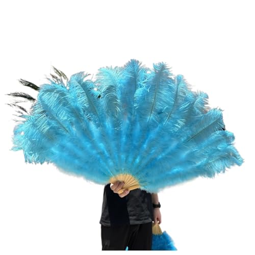 PFIOEUL Federtanz Fächer 1/2 STÜCKE Federfächer 100 cm Länge Party Tanzfächer Federn Faltfächer Bühnenshow Tanz Requisiten Fans(Green2,1PCS Left Hand) von PFIOEUL