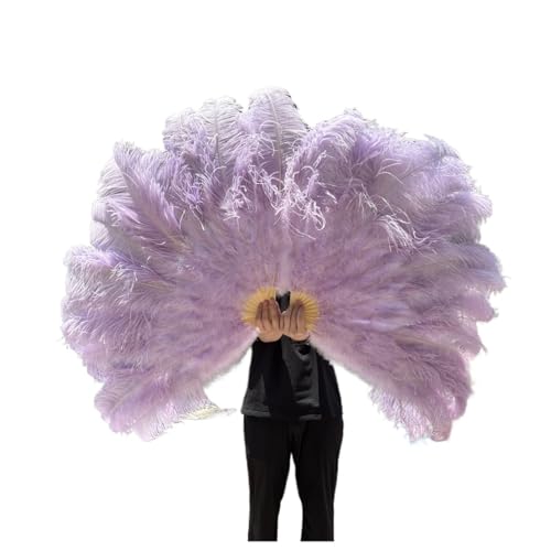 PFIOEUL Federtanz Fächer 1/2 STÜCKE Federfächer 100 cm Länge Party Tanzfächer Federn Faltfächer Bühnenshow Tanz Requisiten Fans(Light Purple,1PCS Left Hand) von PFIOEUL