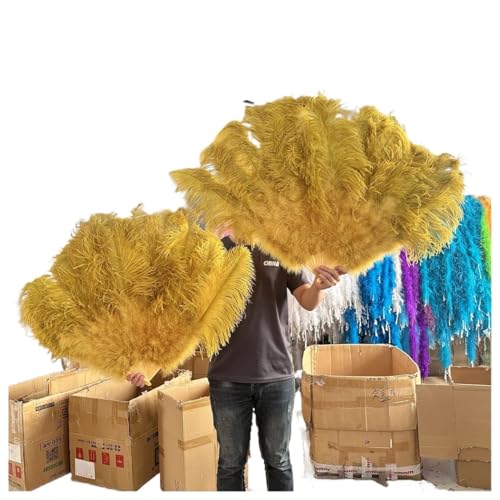 PFIOEUL Federtanz Fächer 1/2 STÜCKE Federfächer 100 cm Länge Party Tanzfächer Federn Faltfächer Bühnenshow Tanz Requisiten Fans(Olive Green,2PCS Left Right) von PFIOEUL