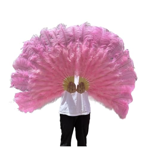 PFIOEUL Federtanz Fächer 1/2 STÜCKE Federfächer 100 cm Länge Party Tanzfächer Federn Faltfächer Bühnenshow Tanz Requisiten Fans(Pink,1PCS Right Hand) von PFIOEUL