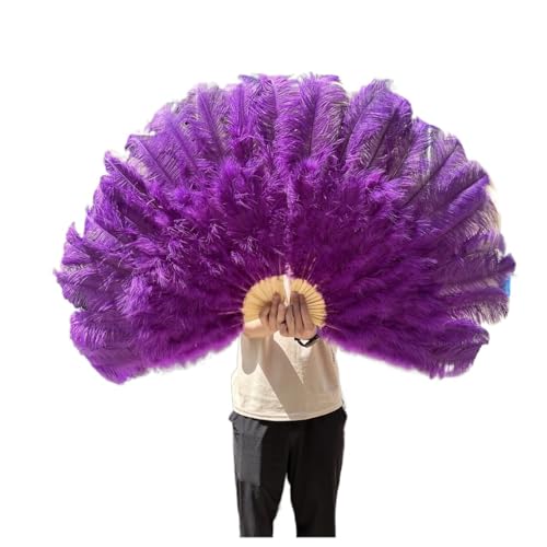 PFIOEUL Federtanz Fächer 1/2 STÜCKE Federfächer 100 cm Länge Party Tanzfächer Federn Faltfächer Bühnenshow Tanz Requisiten Fans(Purple,1PCS Right Hand) von PFIOEUL