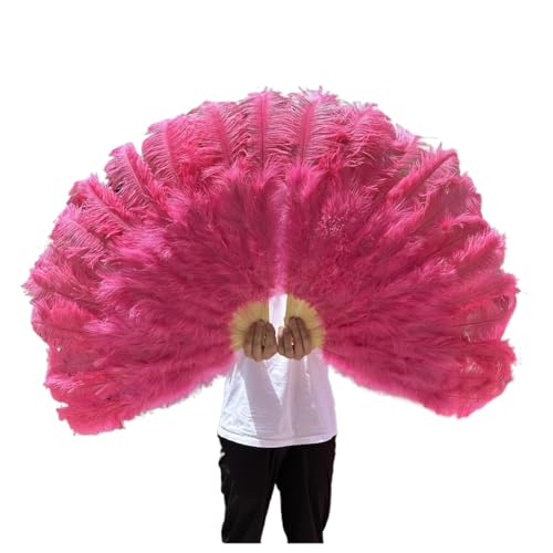 PFIOEUL Federtanz Fächer 1/2 STÜCKE Federfächer 100 cm Länge Party Tanzfächer Federn Faltfächer Bühnenshow Tanz Requisiten Fans(Red2,1PCS Right Hand) von PFIOEUL