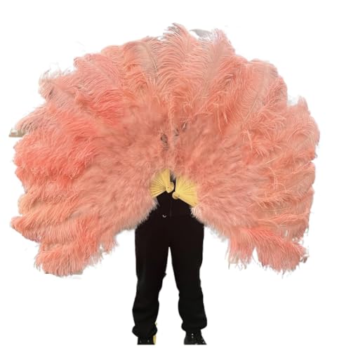 PFIOEUL Federtanz Fächer 1/2 STÜCKE Federfächer 100 cm Länge Party Tanzfächer Federn Faltfächer Bühnenshow Tanz Requisiten Fans(Shrimp pink,2PCS Left Right) von PFIOEUL
