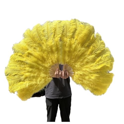 PFIOEUL Federtanz Fächer 1/2 STÜCKE Federfächer 100 cm Länge Party Tanzfächer Federn Faltfächer Bühnenshow Tanz Requisiten Fans(Yellow,1PCS Right Hand) von PFIOEUL