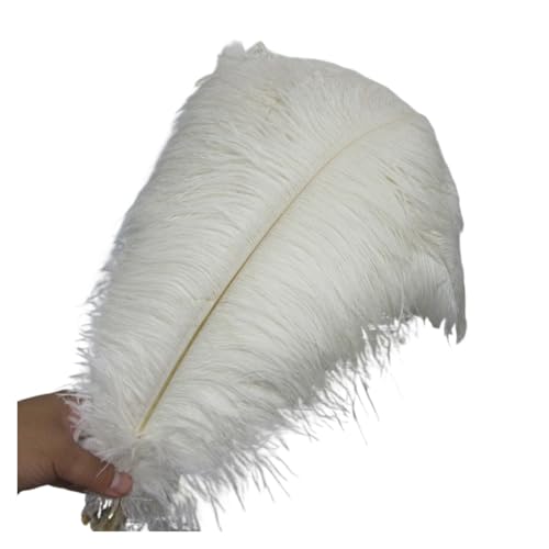 PFIOEUL Federtanz Fächer 50-55CM 20-22-Zoll große Stange Federn natürliche gefärbt Karneval Dekor Federn for Handwerk Hochzeit Dekorationen Plume(White,100pcs) von PFIOEUL