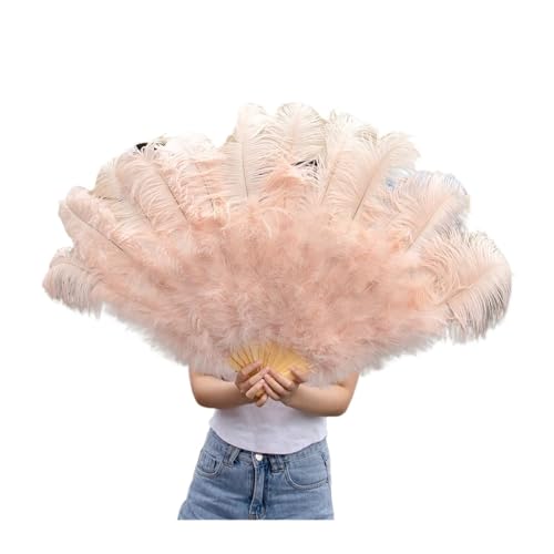 PFIOEUL Federtanz Fächer Federfächer for Hochzeitstanzpartys, Alloween-Performance-Dekor, Feder-Accessoires, Federhandwerk(Champagne,75-130cm2 pcs) von PFIOEUL