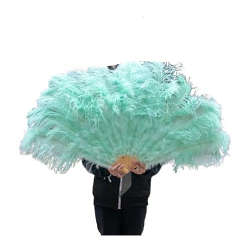 PFIOEUL Federtanz Fächer Federfächer for Hochzeitstanzpartys, Alloween-Performance-Dekor, Feder-Accessoires, Federhandwerk(Mint Green,75-130cm2 pcs) von PFIOEUL