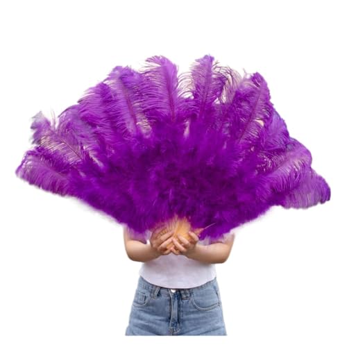 PFIOEUL Federtanz Fächer Federfächer for Hochzeitstanzpartys, Alloween-Performance-Dekor, Feder-Accessoires, Federhandwerk(Purple,75-130cm 1pcs) von PFIOEUL
