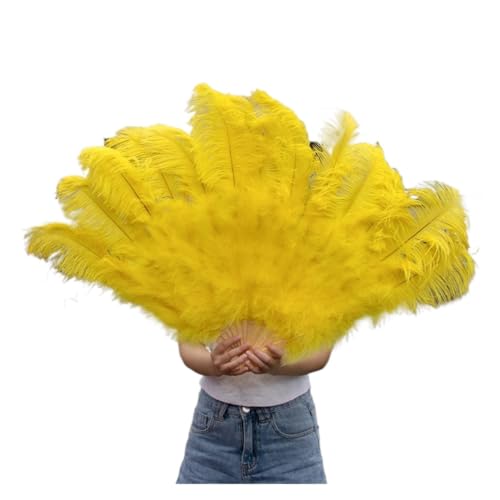 PFIOEUL Federtanz Fächer Federfächer for Hochzeitstanzpartys, Alloween-Performance-Dekor, Feder-Accessoires, Federhandwerk(Yellow,60-100cm2 pcs) von PFIOEUL