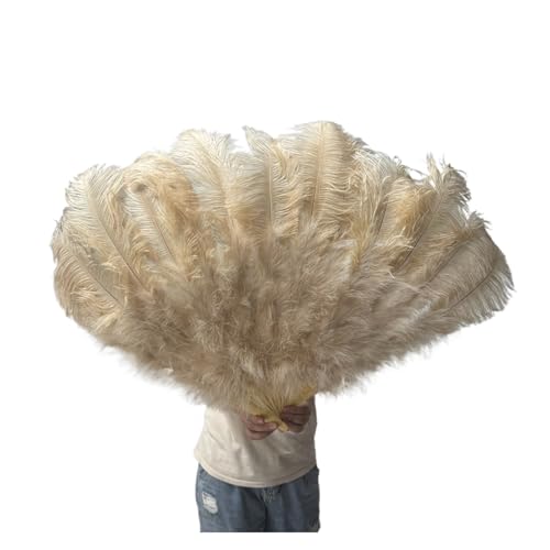 PFIOEUL Federtanz Fächer Natürliche Flauschige Federfächer, 1/2 Stück, 60/90 cm, 75/130 cm, Handventilator, Party-Bühnenshow, Tanz-Requisiten-Fan(47 Drak Khaki,130cm 1Pair(Two)) von PFIOEUL