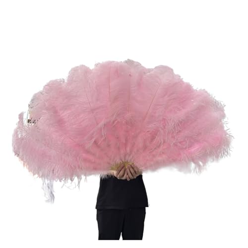 PFIOEUL Federtanz Fächer Natürliche Flauschige Federfächer, 1/2 Stück, 60/90 cm, 75/130 cm, Handventilator, Party-Bühnenshow, Tanz-Requisiten-Fan(Light Pink,130cm 1Pair(Two)) von PFIOEUL