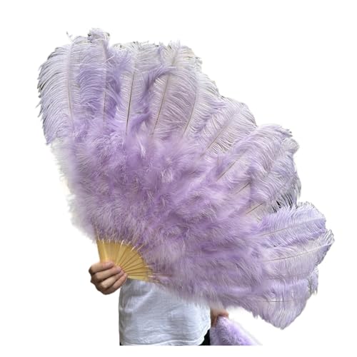 PFIOEUL Federtanz Fächer Natürliche Flauschige Federfächer, 1/2 Stück, 60/90 cm, 75/130 cm, Handventilator, Party-Bühnenshow, Tanz-Requisiten-Fan(Light Purple,130CM1PCS Right Hand) von PFIOEUL