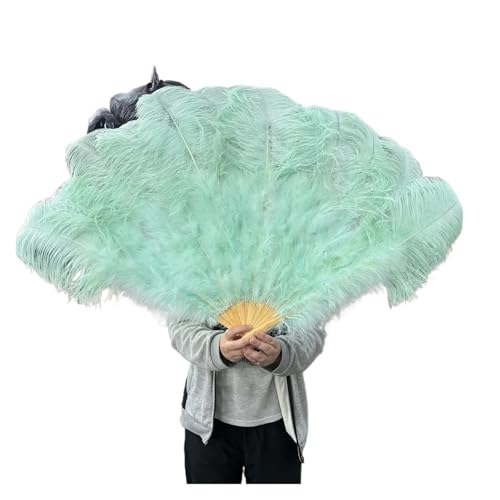 PFIOEUL Federtanz Fächer Natürliche Flauschige Federfächer, 1/2 Stück, 60/90 cm, 75/130 cm, Handventilator, Party-Bühnenshow, Tanz-Requisiten-Fan(Mint Green,100CM1PCS Right Hand) von PFIOEUL
