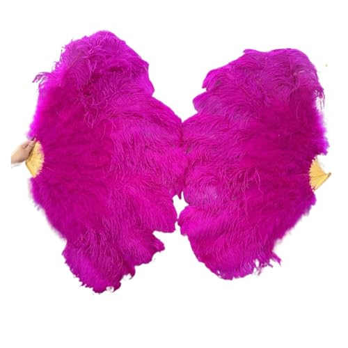 PFIOEUL Federtanz Fächer Natürliche Flauschige Federfächer, 1/2 Stück, 60/90 cm, 75/130 cm, Handventilator, Party-Bühnenshow, Tanz-Requisiten-Fan(Rose Red,100cm 1Pair(Two)) von PFIOEUL