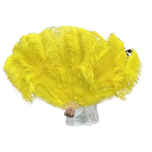 PFIOEUL Federtanz Fächer Natürliche Flauschige Federfächer, 1/2 Stück, 60/90 cm, 75/130 cm, Handventilator, Party-Bühnenshow, Tanz-Requisiten-Fan(Yellow,100cm 1Pair(Two)) von PFIOEUL