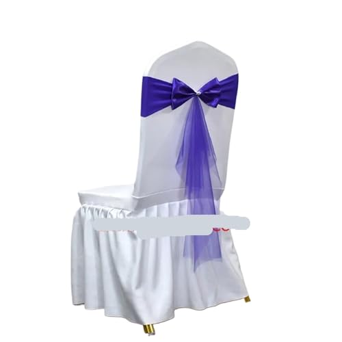 Stuhl Schärpen 10 Stück 50 Stück Stuhlgurte mit Tüll-Hochzeitsstuhlgurten, Stretch-Stuhlschleifen for Bankettparty-Event-Dekorationszubehör(Deep Purple,10 pcs) von PFIOEUL
