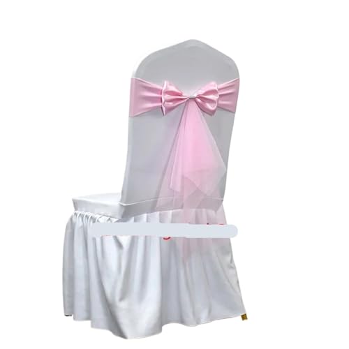 Stuhl Schärpen 10 Stück 50 Stück Stuhlgurte mit Tüll-Hochzeitsstuhlgurten, Stretch-Stuhlschleifen for Bankettparty-Event-Dekorationszubehör(Pink,10 pcs) von PFIOEUL
