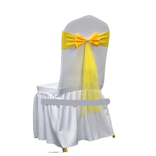 Stuhl Schärpen 10 Stück 50 Stück Stuhlgurte mit Tüll-Hochzeitsstuhlgurten, Stretch-Stuhlschleifen for Bankettparty-Event-Dekorationszubehör(Yellow,50pcs) von PFIOEUL