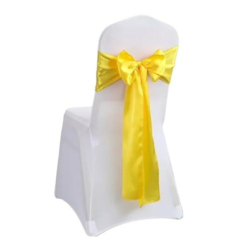 Stuhl Schärpen Hochzeitsdekoration Stuhl Satin Schärpe Fliege Selbstbinden for Geburtstagsparty Festival Hotel Urlaub Glänzender Look Luxus Esszimmer(Yellow) von PFIOEUL