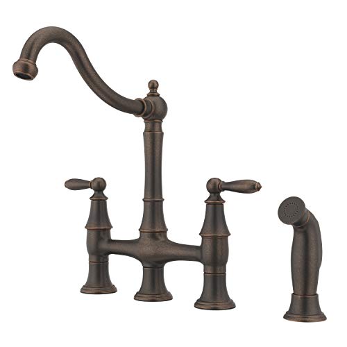Pfister F-031-4COU Courant Bridge Küchenarmatur mit Seitensprüher in rustikaler Bronze von PFISTER