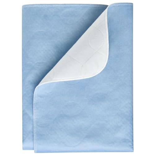 PFLEGE-POINT® Inkontinenzauflage Betteinlage wasserdicht waschbar Nässeschutz Krankenunterlage Mehrweg, 75 x 85 cm (blau) von PFLEGE POINT