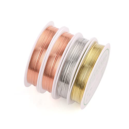 4 Rollen Kupferdraht für Schmuck, Drahtdurchmesser 0,3 mm, 15 m Gold Silberdraht rosa Kupferdraht Schmuckherstellung Ringschmuck Schmuck Draht Handwerk Blumen Handwerk von PFLYPF