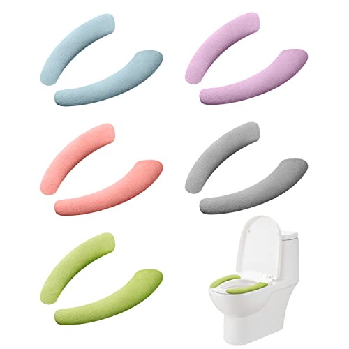 PFLYPF 5 Paar Toilettensitz-Aufkleber, selbstklebend, für Toilettensitze, für Zuhause, Toiletten, waschbar, wiederverwendbar, 5 Farben von PFLYPF