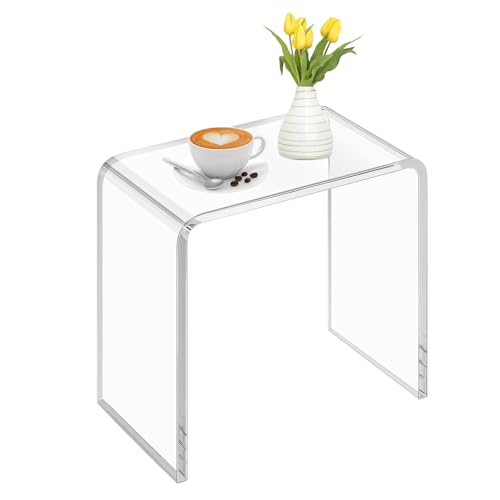 PFOIBOU Acryl Beistelltisch Nachttische,Acryl Duschhocker Tritthocker Badhocker Modern Transparenter 40 x 28 x 40 cm,für Dusche geeign,Wohnzimmer, Schlafzimmer, Arbeitszimmer von PFOIBOU