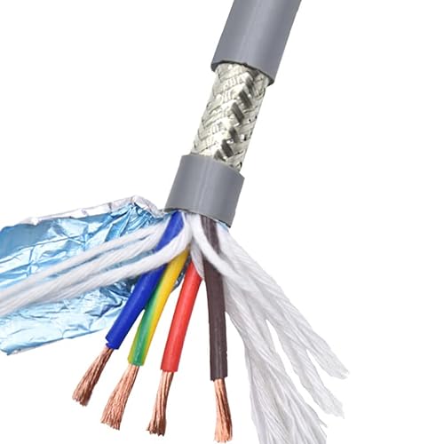 1 Meter abgeschirmtes Kabel, hitzebeständiger Elektrodraht, 24/22/20/18/17 AWG, 2/3/4/5/6/7/8 Kern, graues PVC-isoliertes Schleppleinen-/CNC-Kabel (Color : 22AWG 0.3mm, Size : 4 Cores 1Meter) von PFRANK