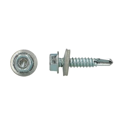 Selbstschneidende Selbstbohrende Schraube Bohrschraube Blech Metall mit Sechskantkopf Dichtscheibe Stahl verzinkt 4,8-6,3 mm x 16-75 mm DIN von PFSPlus